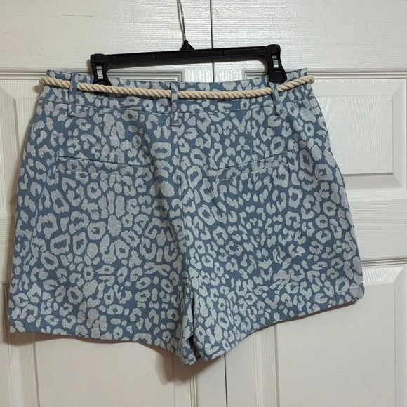 White Birch High Waist Animal Print Shorts with Rope Belt - Picture 3 of 4